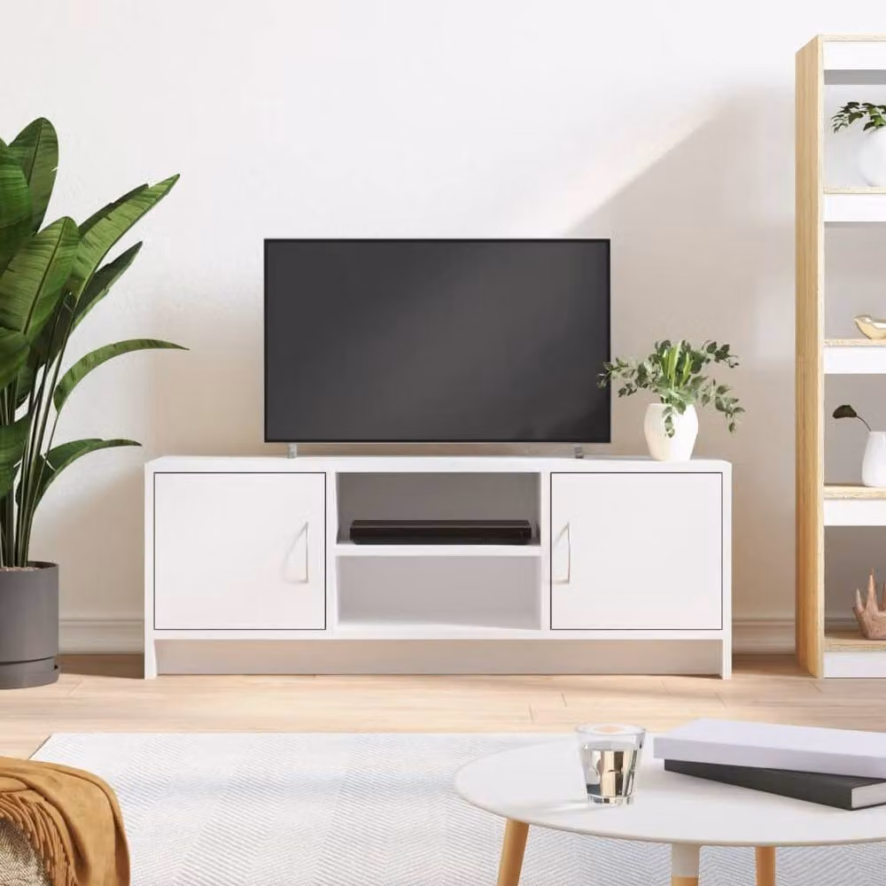 Berkfield Home Modern White TV Cabinet, W/D/H: 102 x 30 x 37.5 cm – 2