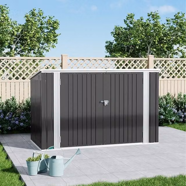 Breeins Steel Bicycle Storage Shed with Lockable Doors in Matt Charcoal Black