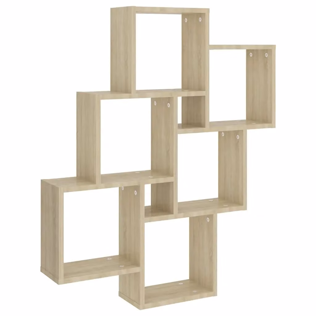 Berkfield Home Wall Cube Shelf in Sonoma Oak, Brown, W: 78 cm, D: 15 cm, H: 93 cm – 2