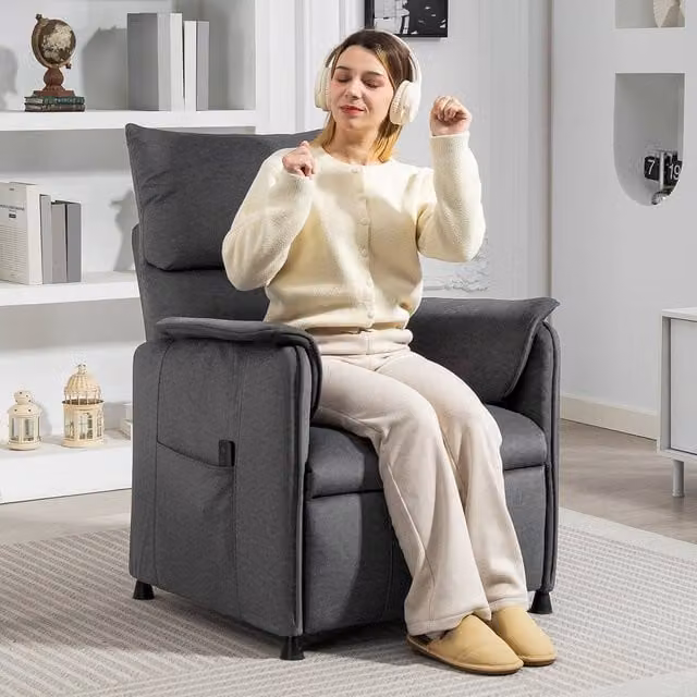 HOMCOM Electric Reclining Chair for Seniors with Remote Control, Velvet Fabric Single Seater in Grey or Black