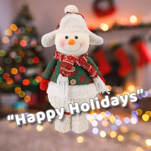 VFM e-Store Christmas Standing Snowman Plush Decoration in White and Red, H 41.5 cm x W 21.5 cm – 3