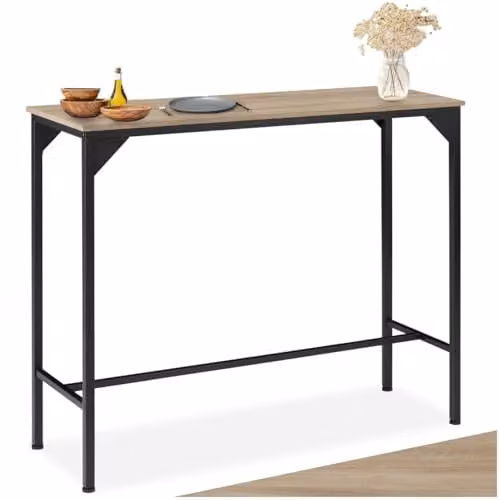 tectake Height-Adjustable Industrial Dining Table in Oak and Brown, W/D/H: 150 x 100.5 x 100.5 cm – 1