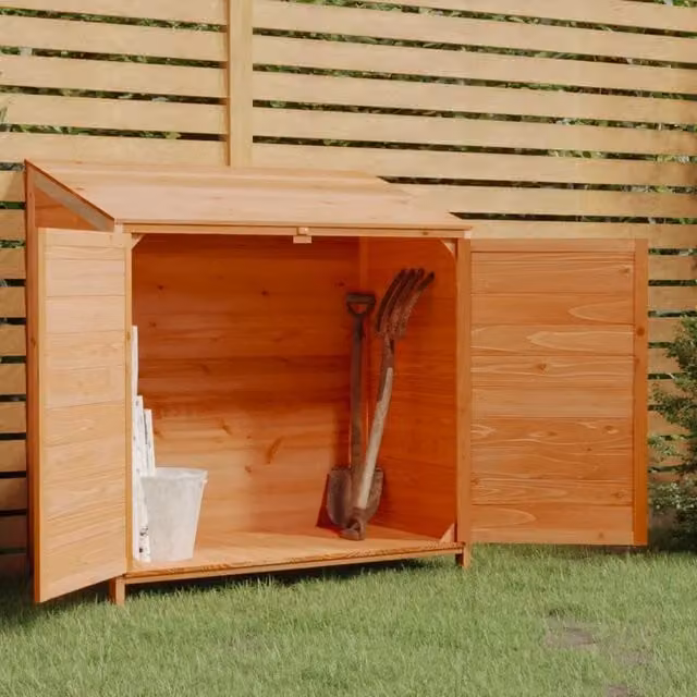 Berkfield Home Brown Solid Wood Fir Garden Shed W/D/H: 102 x 52 x 112 cm – 1