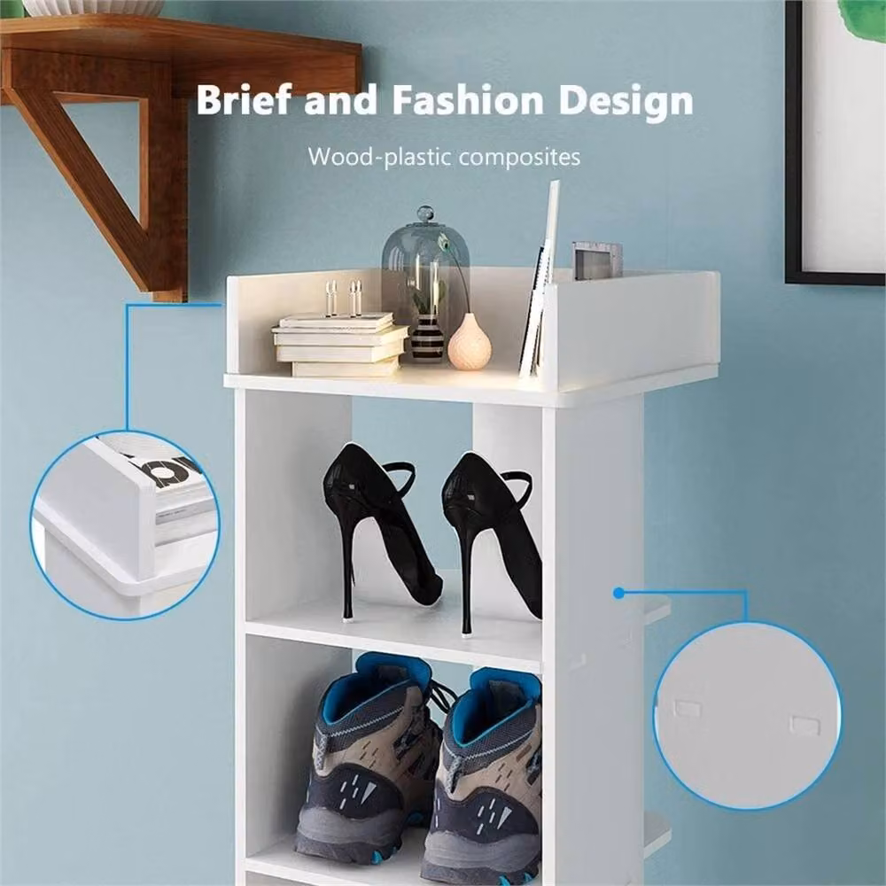 NESTLUNE 7-Tier White Wooden Vertical Shoe Rack, W: 100 cm, D: 15 cm – 3