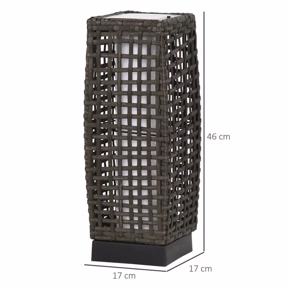 NESTLUNE Black Rattan Solar LED Outdoor Lantern with Warm White Light and Dusk Sensor – 2