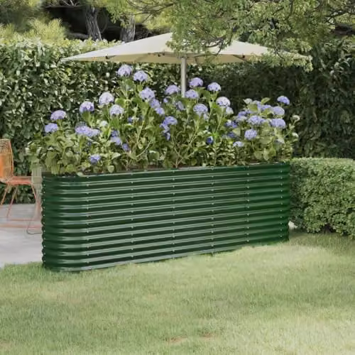 Bussandri Green Steel Garden Planter Tub W/D/H: 224 x 40 x 68 cm – 2