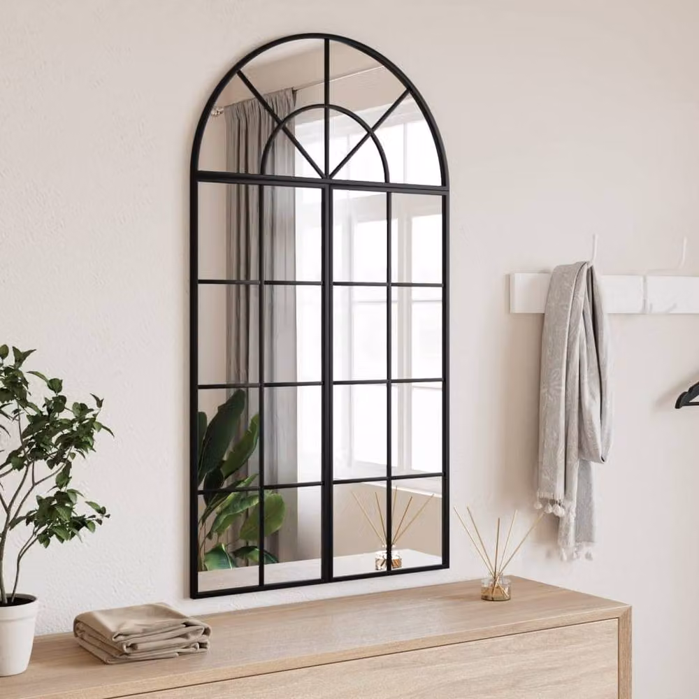 Berkfield Home Minimalist Black Metal and Glass Wall Mirror W: 60 cm, H: 110 cm – 2