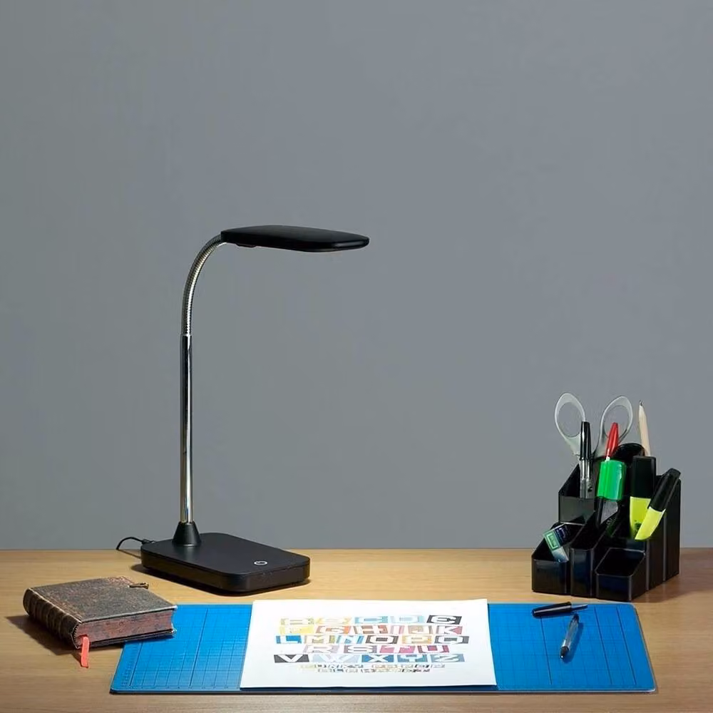 EONLION Dimmable LED Task Lamp in Black and Chrome, Adjustable Reading Light with Bulb Included – 2