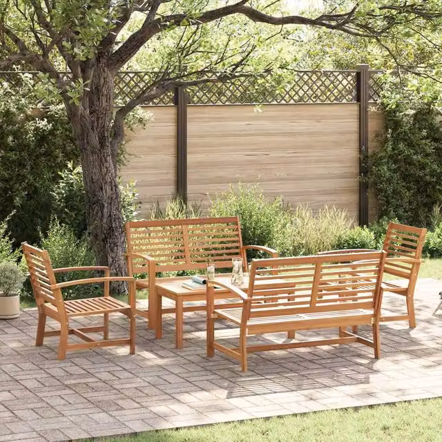 Berkfield Home 5 Piece Garden Sofa Set in Brown Solid Teak Wood