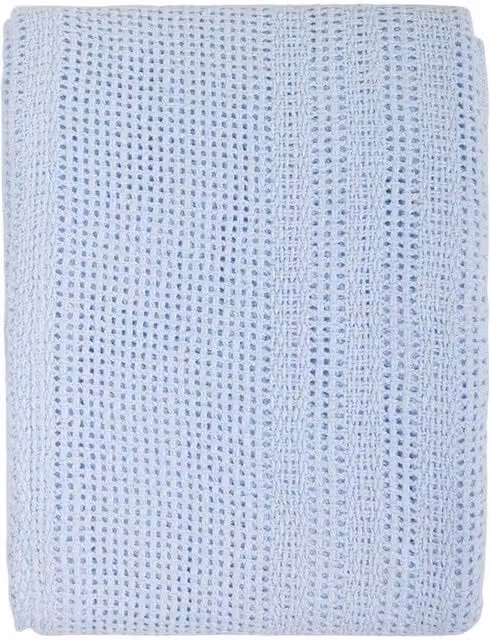 Junior Joy Blue and White Cotton Cellular Baby Blanket