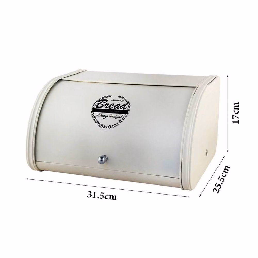 EONLION Large Roll Top Bread Box Storage Bin in White and Beige, Width: 100 cm – 2