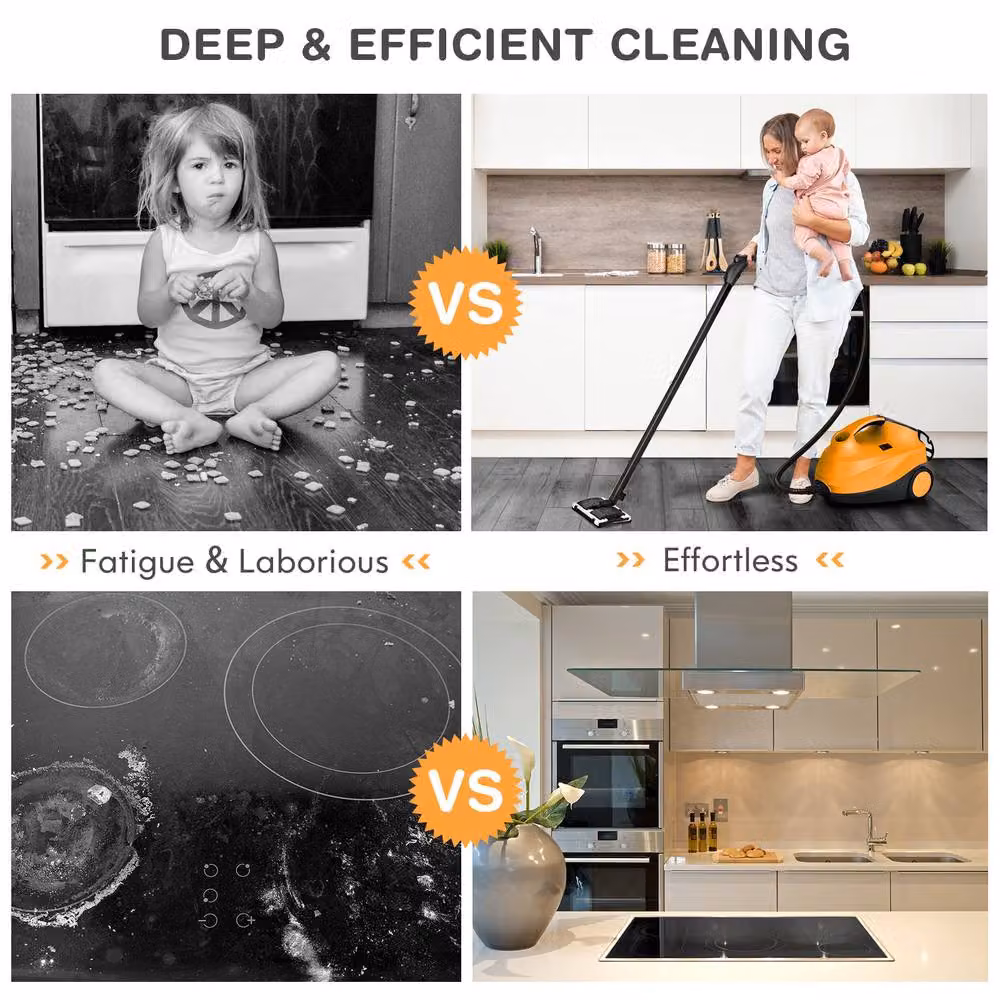Costway 2000W Portable Handheld Steam Cleaner in Orange with 20 Accessories and 1.5L Tank – 4