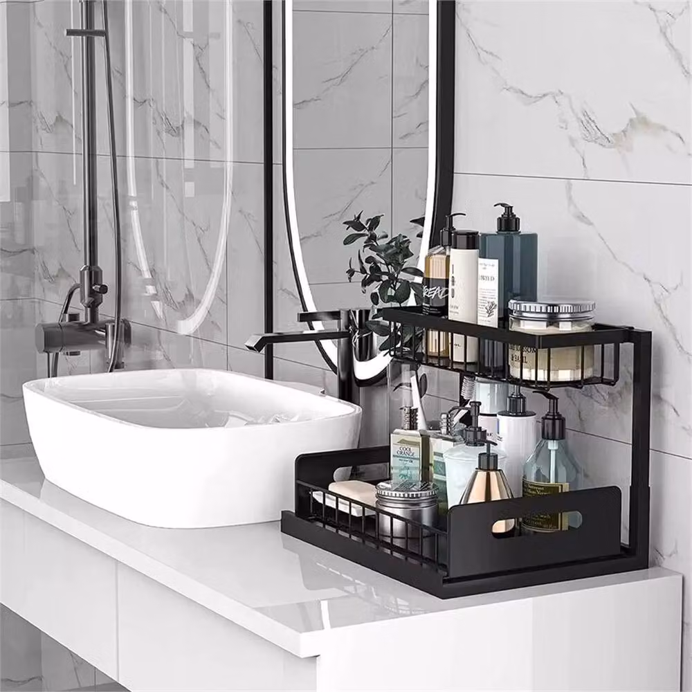 Nordara Black Metal 2-Tier Under Sink Pull Out Cabinet Storage Organiser – 3
