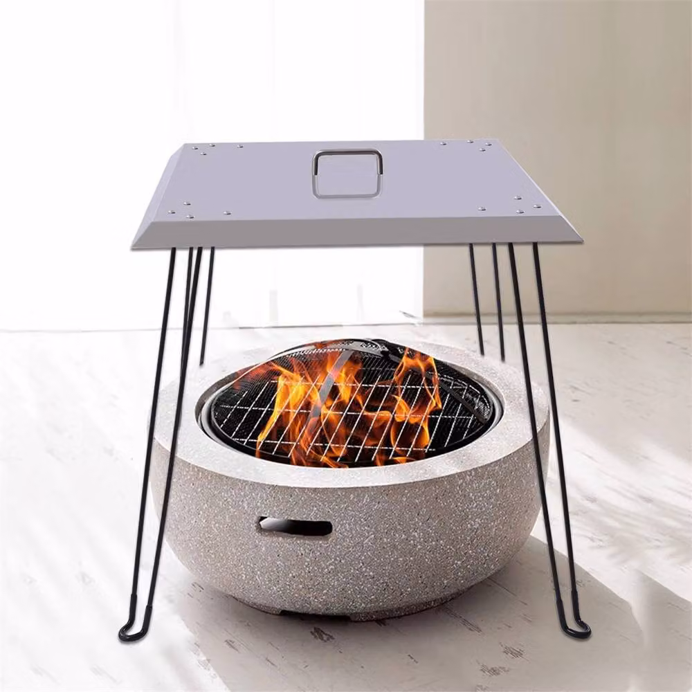 Nordara Stainless Steel Square Fire Pit Heat Deflector Lid in Silver W/D/H: 61.0 x 61.0 x 61.0 cm – 3