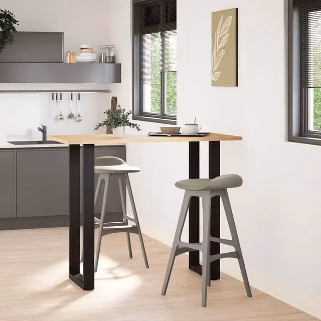 Berkfield Home U-Shaped Steel Coffee Table Legs, Black, H: 110-111 cm x W: 40 cm, 2 Pieces