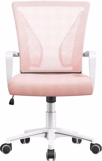 FLAVORA Pink Mesh Task Chair for Home Office with Armrests – 1