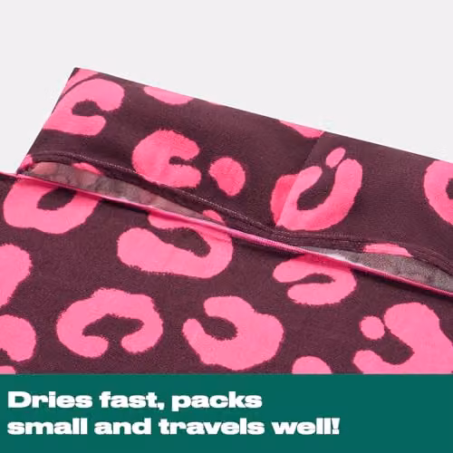 OHS Burgundy Abstract Leopard Print Microfibre Beach Towel with Bag, W: 75 cm, L: 215 cm – 6