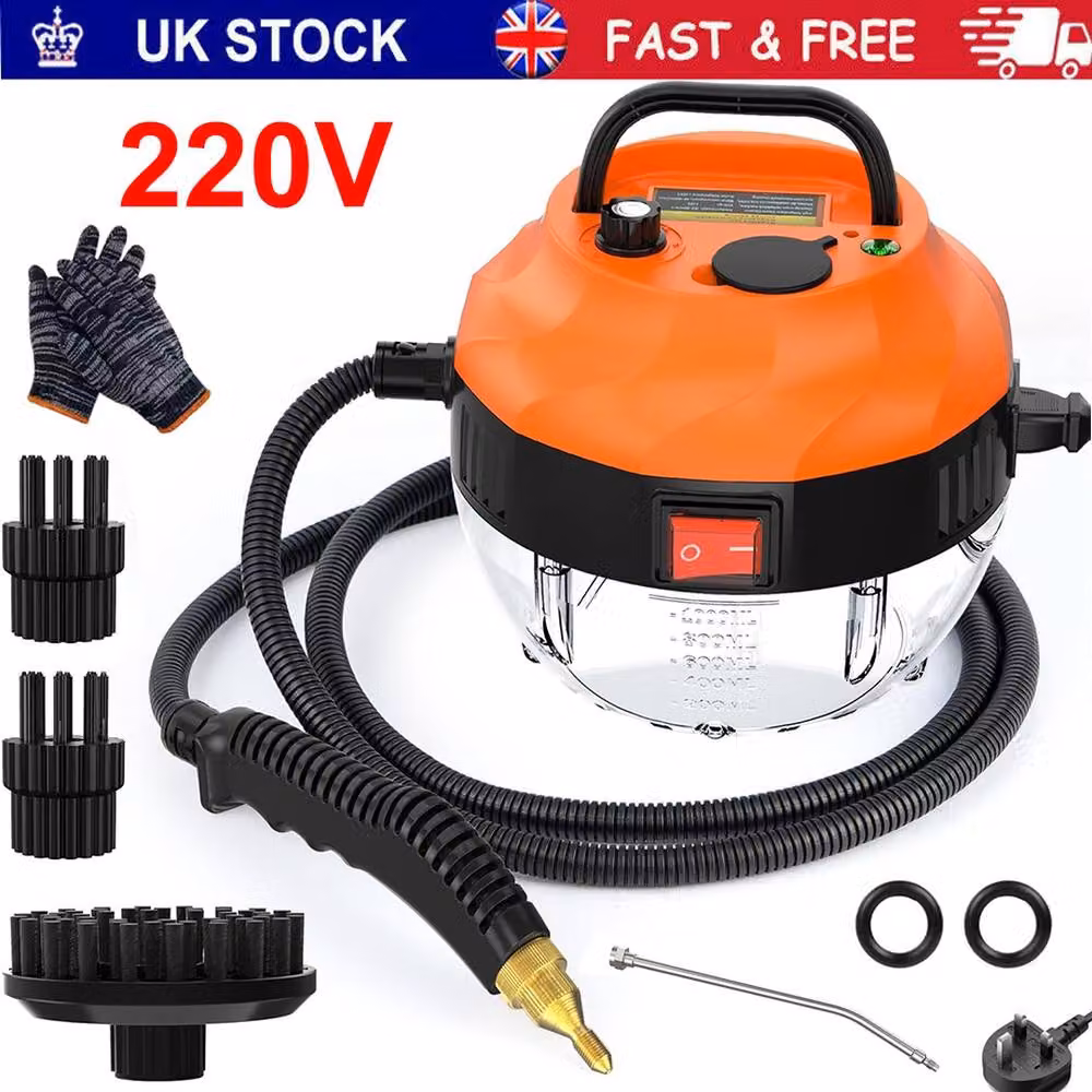 EONLION 3800W Portable Handheld Steam Cleaner with Extension Pole in Orange – 3