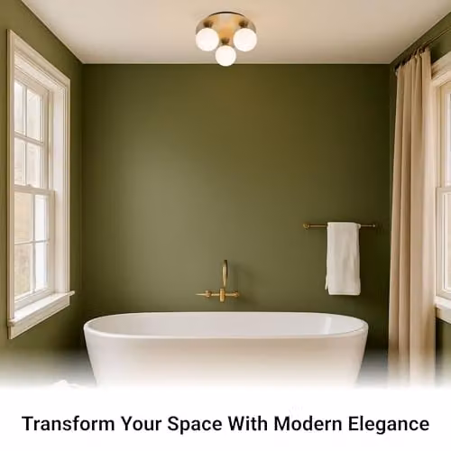 Cosylyte Bowen Classic Square Bathroom Ceiling Flush Light with Opal Glass, Brushed Brass, W/D/H: 25 x 25 x 13 cm – 7