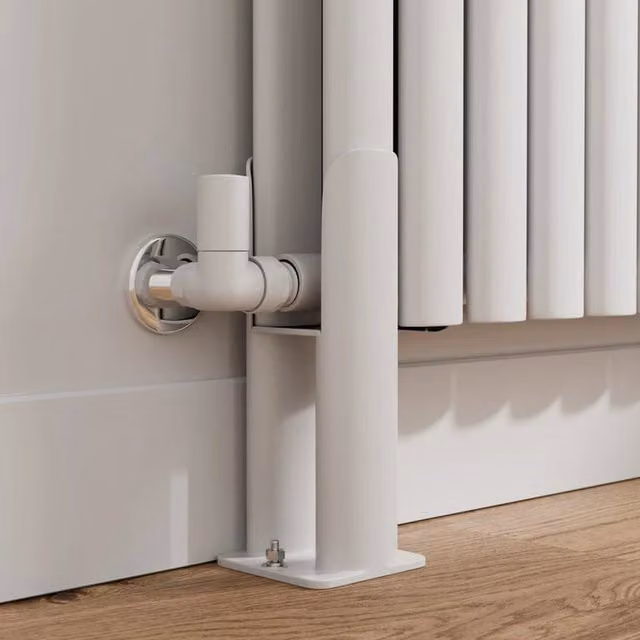 Temprazo White Floor Standing Legs for Horizontal Oval Radiator - Double Bar
