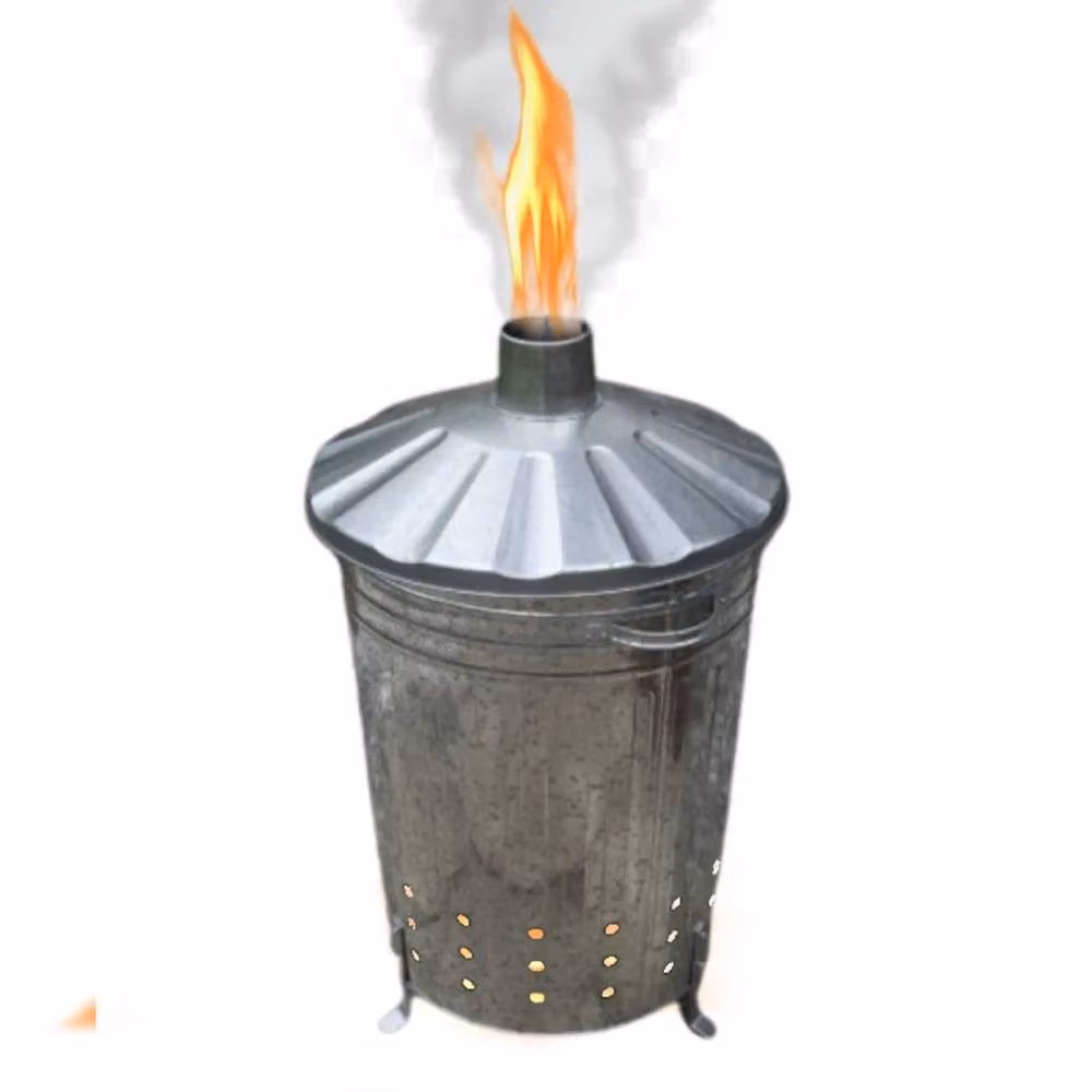 FLAVORA 90L Galvanised Steel Garden Waste Incinerator in Metallic Silver – 3