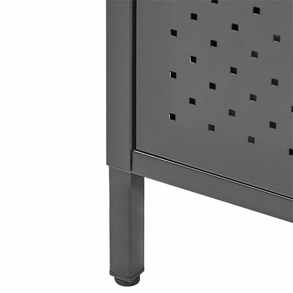 Wyld and Coco Black Matt Steel Office Cabinet with 2 Internal Shelves and Hinged Doors – 7