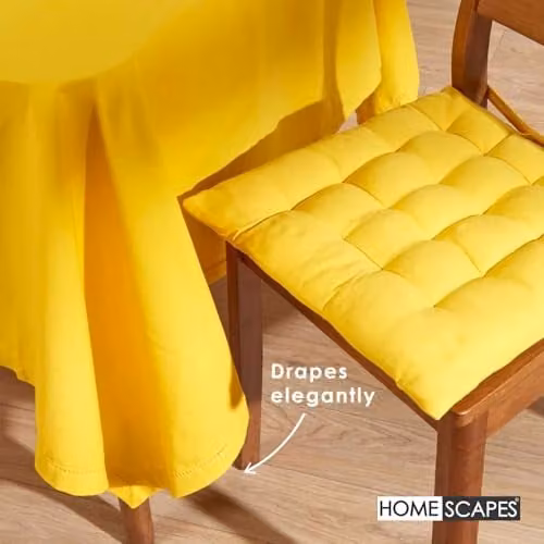 Homescapes Plain Yellow Cotton Rectangular Tablecloth, W/D/H: 137 x 228 cm – 3