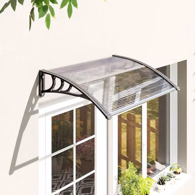EONLION Transparent Polycarbonate Outdoor Window and Door Canopy Awning, Width: 100 cm