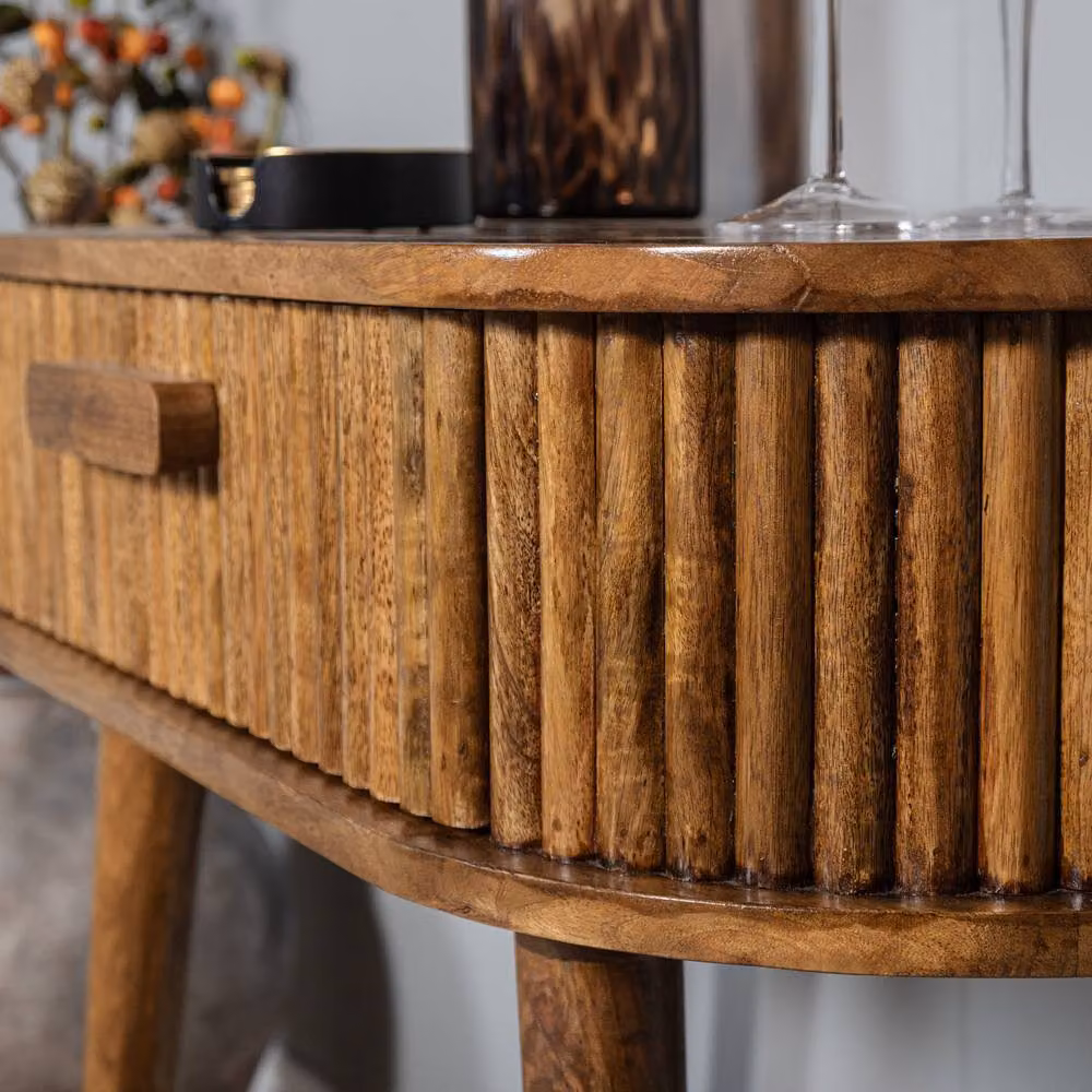 Elm Home And Garden Mid Century Solid Mango Wood Hall Console Telephone Table in Brown, W/D/H: 80 x 40 x 80 cm – 3