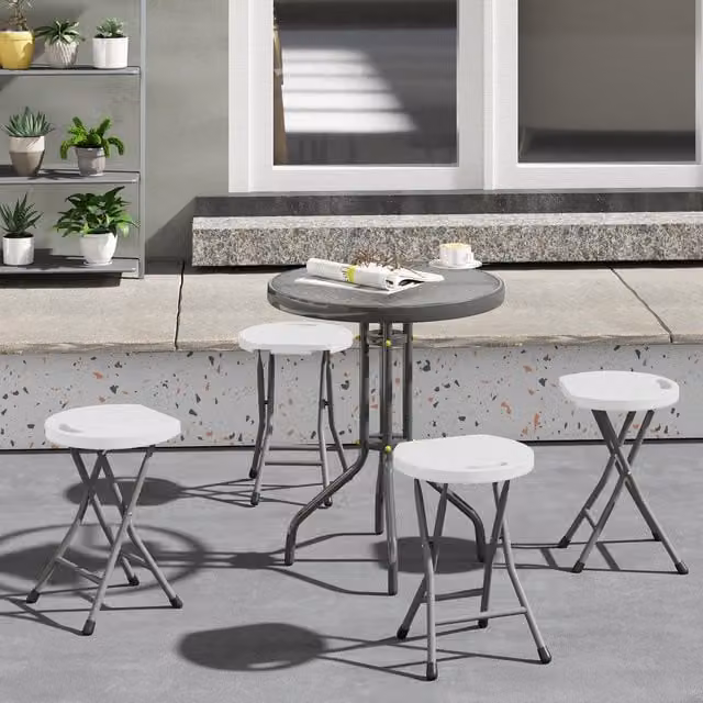 Outsunny 4-Piece Folding Stool Set in White