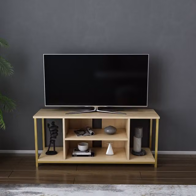 Rinaldo Modern TV Unit in Gold and Brown