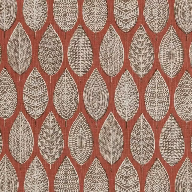 iLiv Malabar Floral Cotton Fabric in Pimento Red and Multicolour Nature