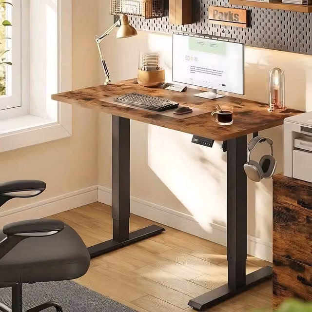 The Bazaarist Electric Standing Desk with Memory Presets in Rustic Brown