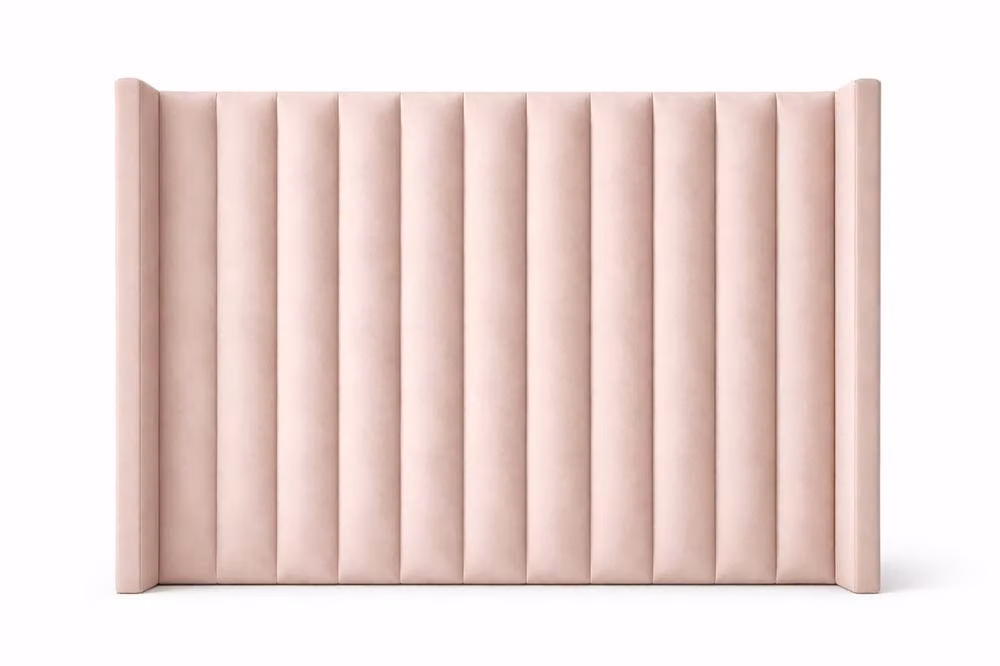 Paradise Beds Ltd Ottoman Winged Bed with Gas Lift Storage and 54 inch Plush Velvet Headboard in Baby Pink, Size: King – 2