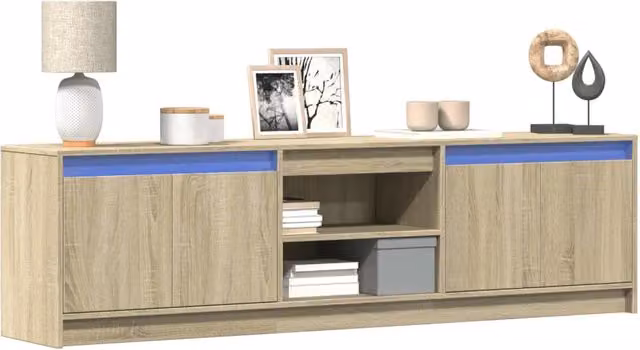 Berkfield Home Modern TV Cabinet with LED in Sonoma Oak Brown, W/D/H: 180 x 50 x 34 cm – 1