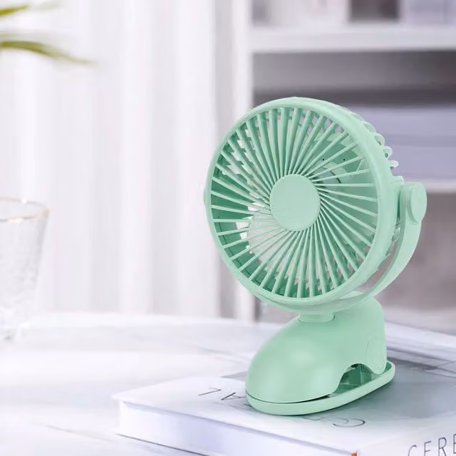 Living Star Rechargeable Mini Plastic Clip On Fan, Green