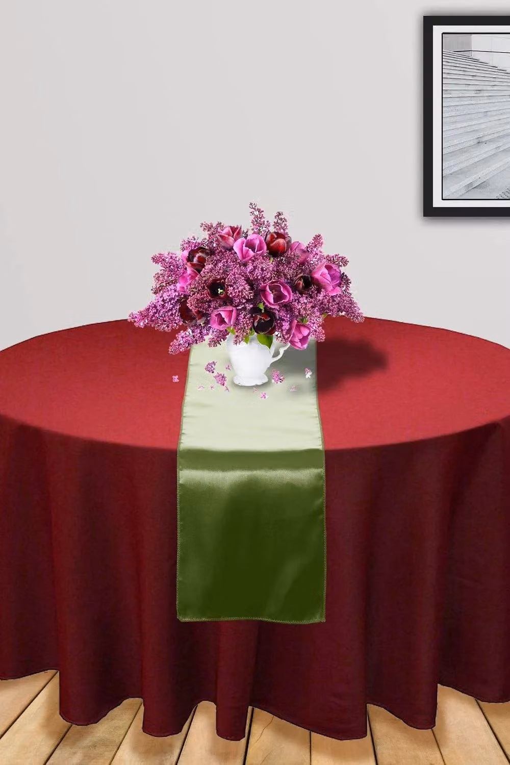 Neel Blue Satin Table Runner in Light Green – 2