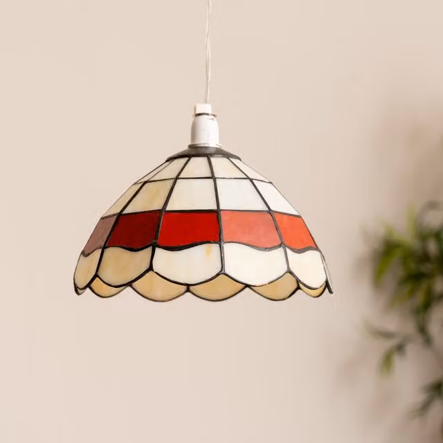 ValueLights Vintage Tiffany Dome Ceiling Pendant Shade in Multicolour Glass and Metal, W: 25.5 cm, H: 15.0 cm