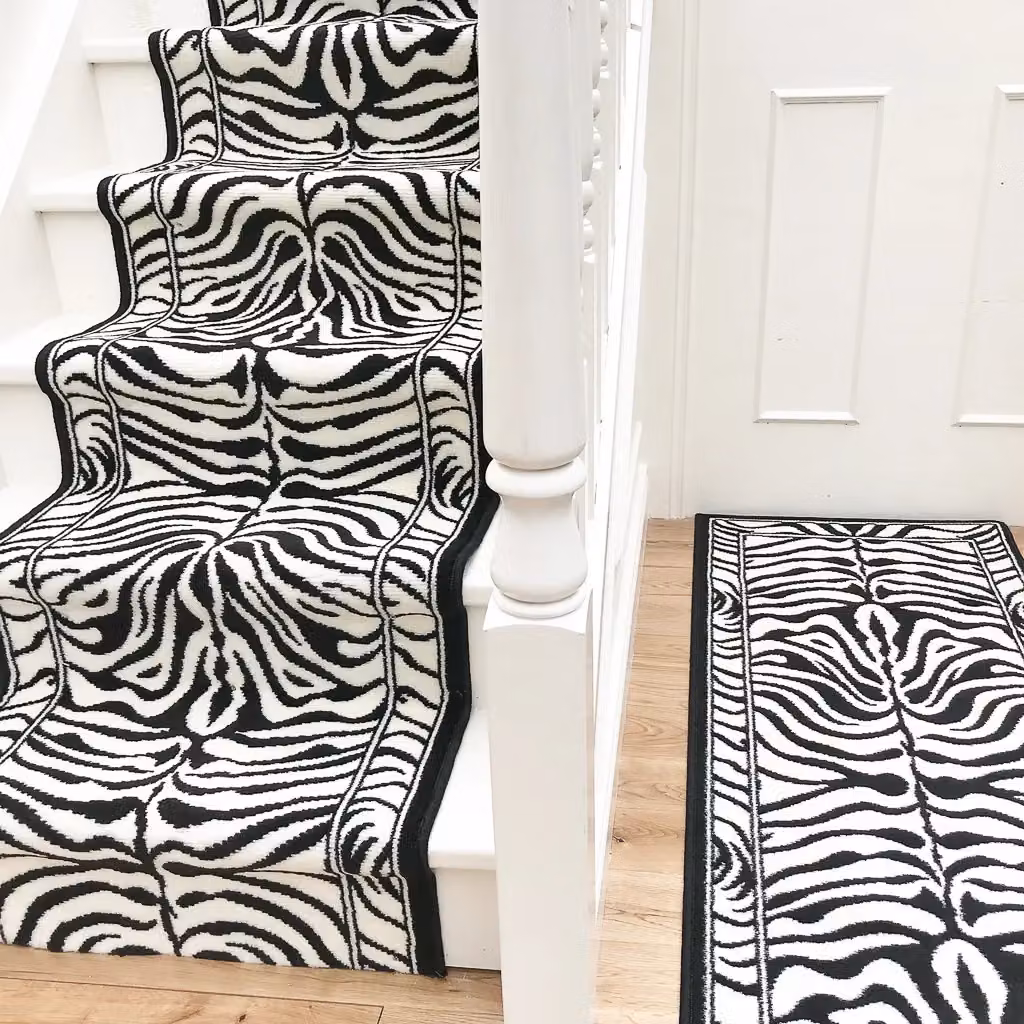 Kukoon Black and White Zebra Print Cut to Measure Stair Carpet Runner Rug, Width: 60 cm, Length: 150 cm – 3