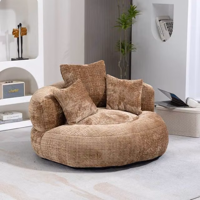 Matteo Coffee Chenille High Back Bean Bag Chair in Brown with Shredded Memory Foam – 1