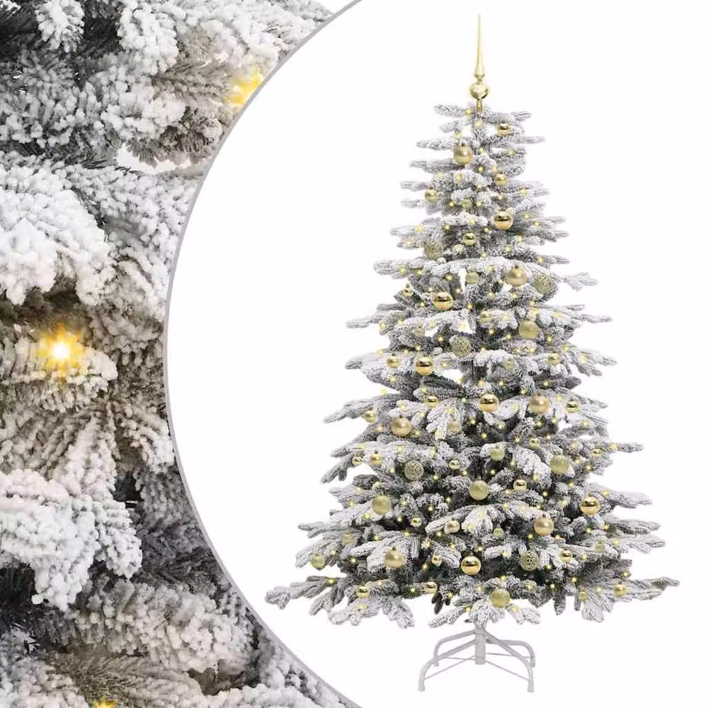 Berkfield Home Artificial Hinged Christmas Tree in White, Height: 180 cm – 2