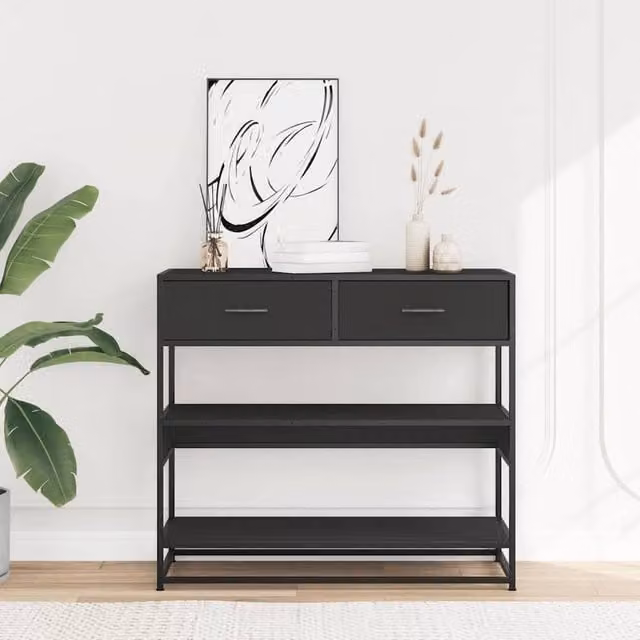 Berkfield Home Decorative Console Table in Black, W/D/H: 90 x 35 x 80 cm