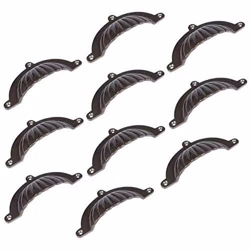 Hammer and Tongs Fluted Cabinet Drawer Pulls in Raw Grey Iron, Pack of 10, W: 130 mm, H: 60 mm