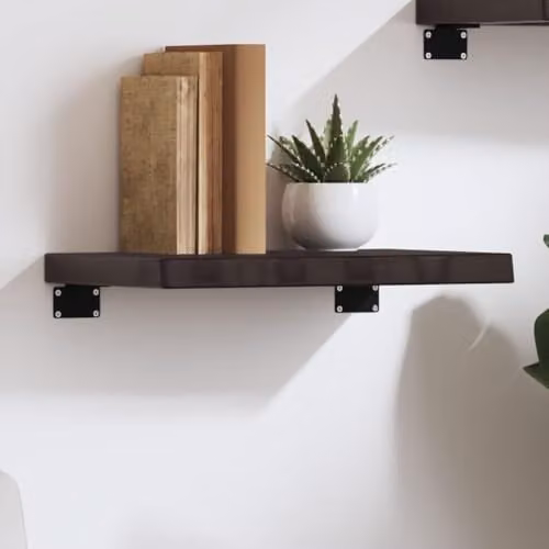 vidaXL Wall Shelf in Rustic Oak Wood, Dark Brown, W: 40 cm, D: 30 cm, H: 2-4 cm – 1