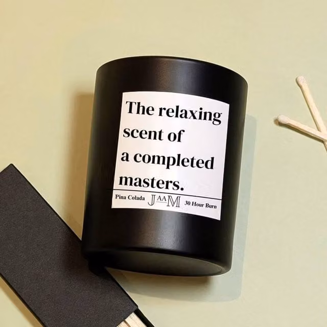 JAAM Masters Graduation Candle Gift Set in Black and White with Vanilla Gourmand Scent