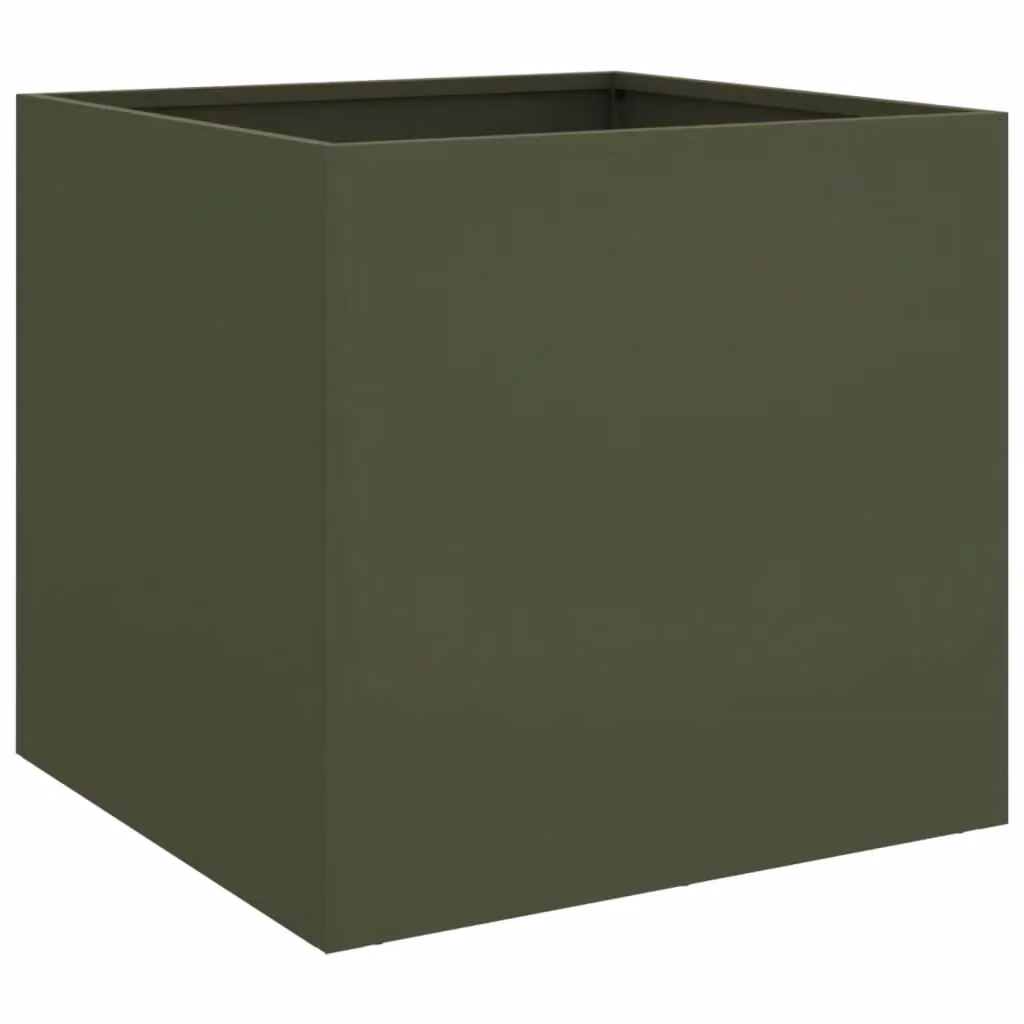 Berkfield Home Steel Planter Tub in Green, W: 42 cm, D: 40 cm, H: 39 cm – 2
