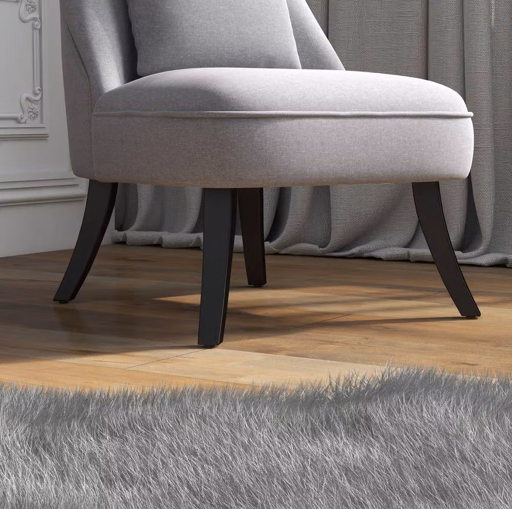 STILVORA Grey Fabric Upholstered Tub Chair with Metal and Rubberwood Frame – 6