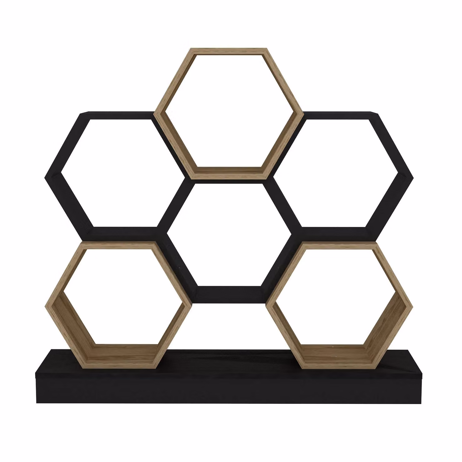 Decorotika Hexagonal Honeycomb Bookshelf in Black and Brown – 3