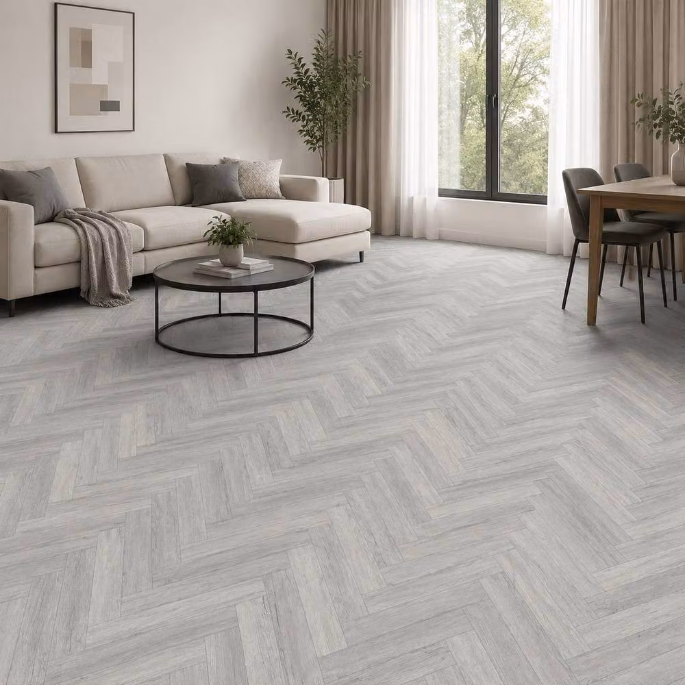 ENER-J Britwall Herringbone Pebble Grey SPC Luxury Vinyl Flooring, 1.72 m2, Pack of 20, W/D/H: 62.5 x 12.5 x 0.6 cm – 2