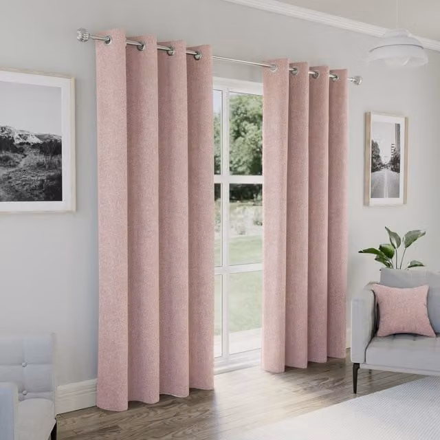 Enhanced Living Austin Pink Blackout Eyelet Curtains, Thermal Insulating, Width: 229 cm